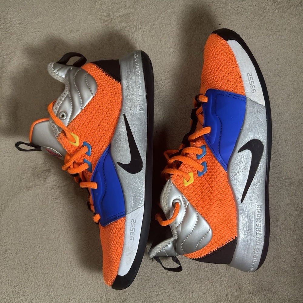 Nike PG 3 NASA Total Orange Boys 6Y Womens 7.5 CI8973-800 Apollo 11 Basketball